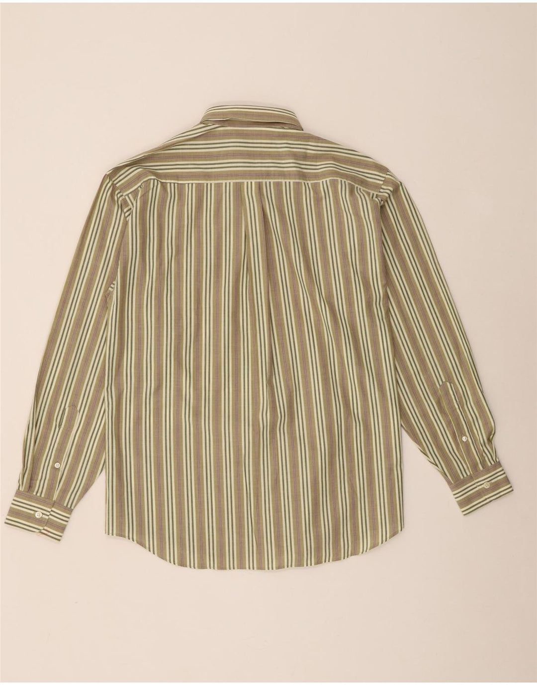 Vintage Mens Shirt Medium Khaki Striped