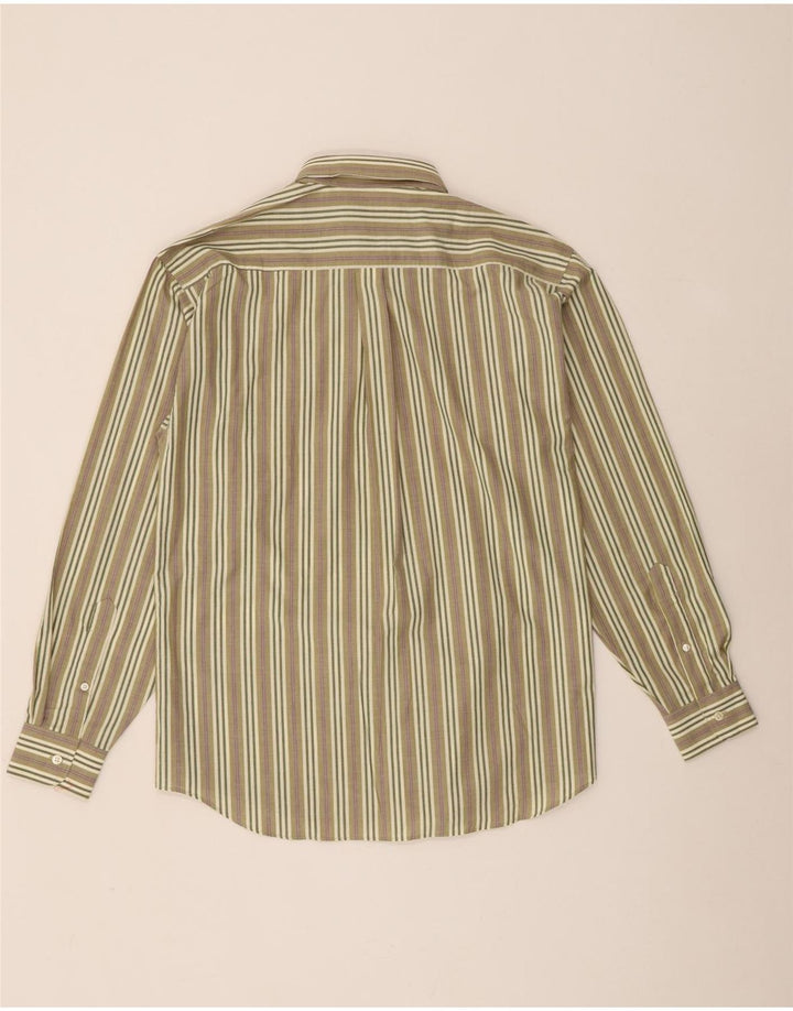 Vintage Mens Shirt Medium Khaki Striped