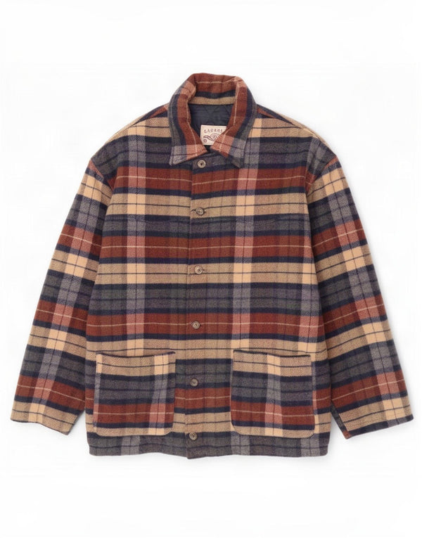Giacca utilitaria vintage da uomo UK 40 grande lana a quadri multicolore