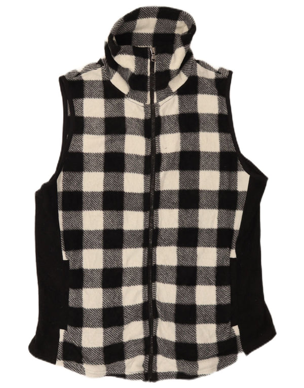 Chaps Damen Fleeceweste UK 16 Large Black Gingham Polyester