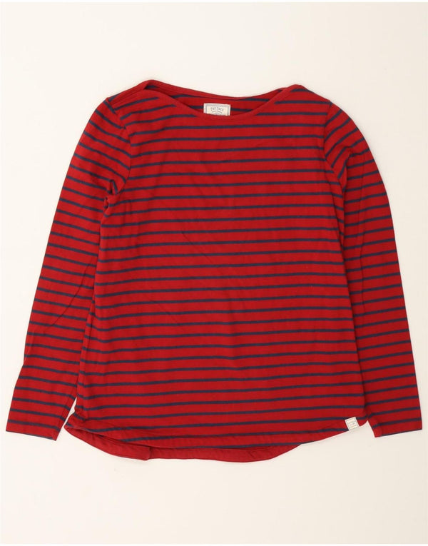 Fat Face Womens Top Long Sleeve UK 14 Large Red Pinstripe Cotton