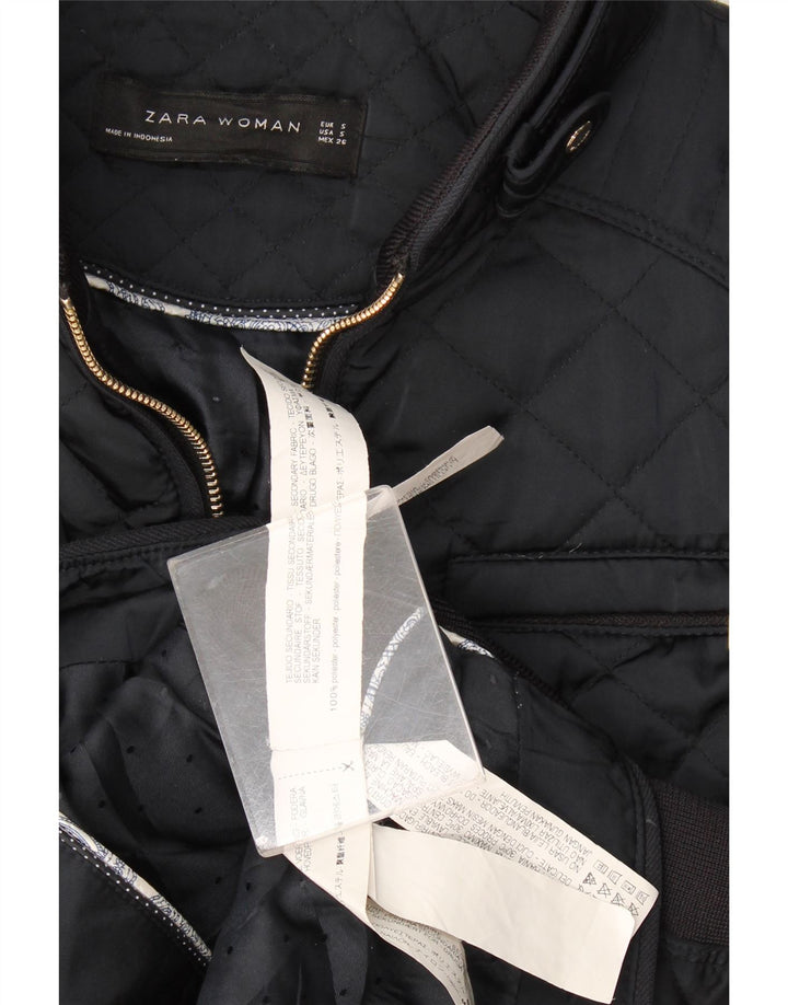 Zara Quiltet jakke til kvinder UK 10 Small Navy Blue Colourblock Polyester