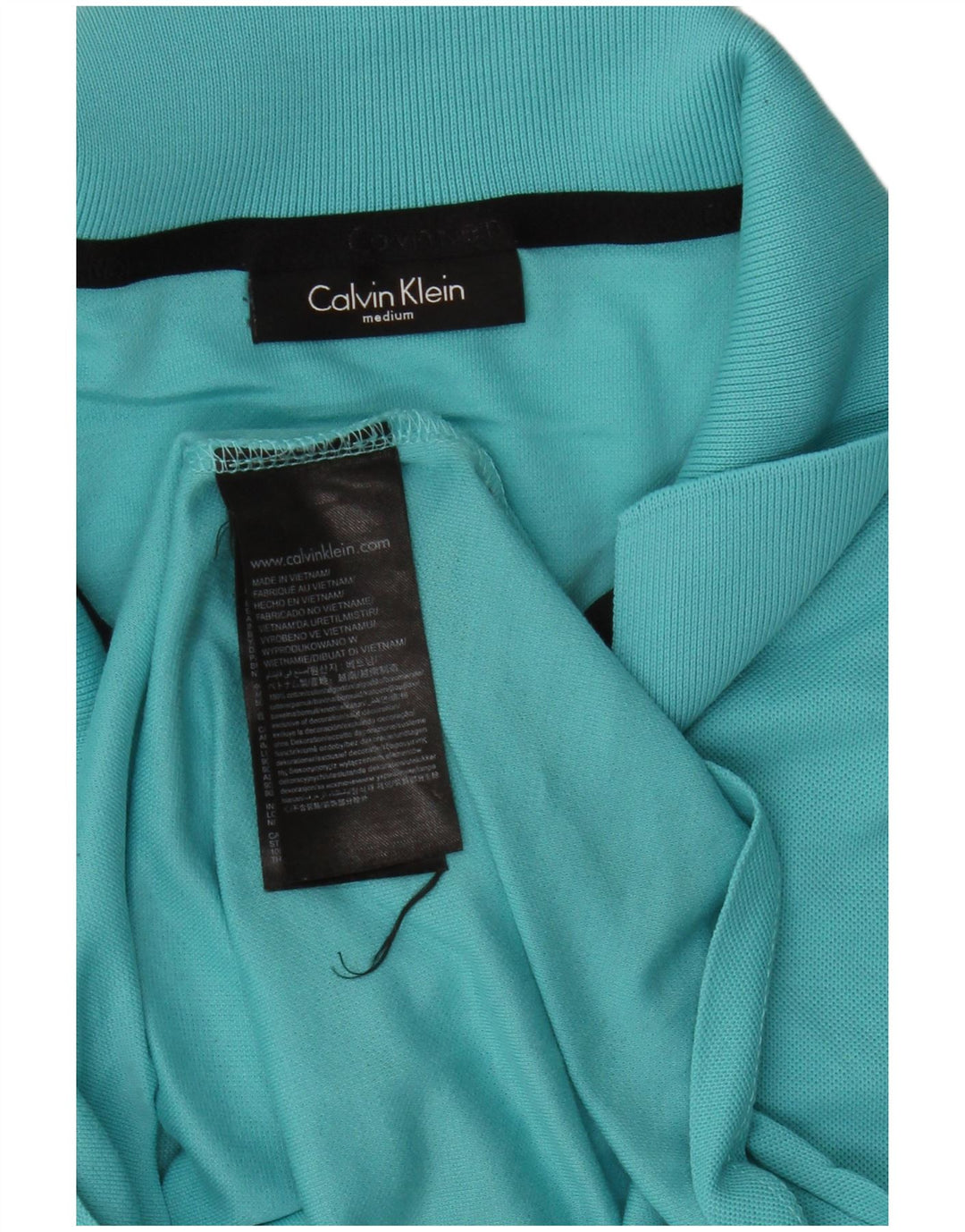 Calvin Klein Mens Polo Shirt Medium Blue Cotton