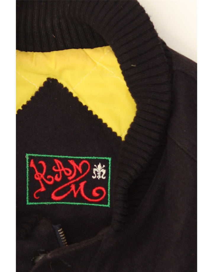Vintage Mens Bomber Windbreaker Jacket IT 52 XL Black Wool