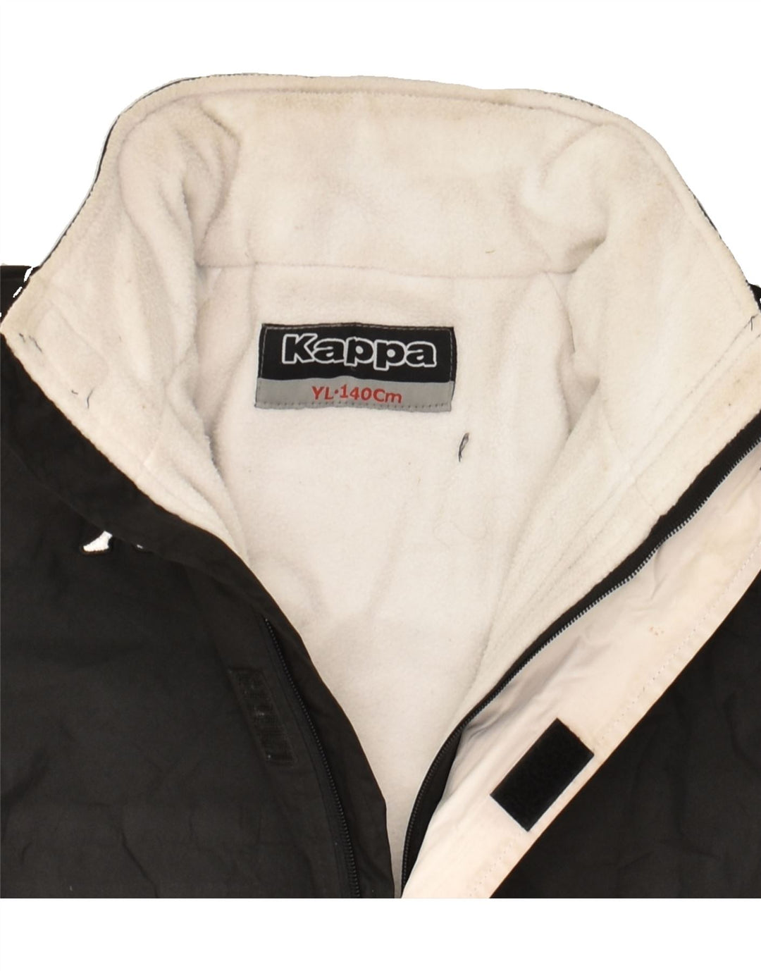 KAPPA Boys Hooded Windbreaker Jacket 9-10 Years Large Black Polyester Vintage Kappa and Second-Hand Kappa from Messina Hembry 