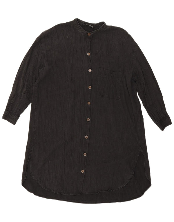 Zara Womens Long Sleeve Oversized Shirt Dress UK 10 Small Black