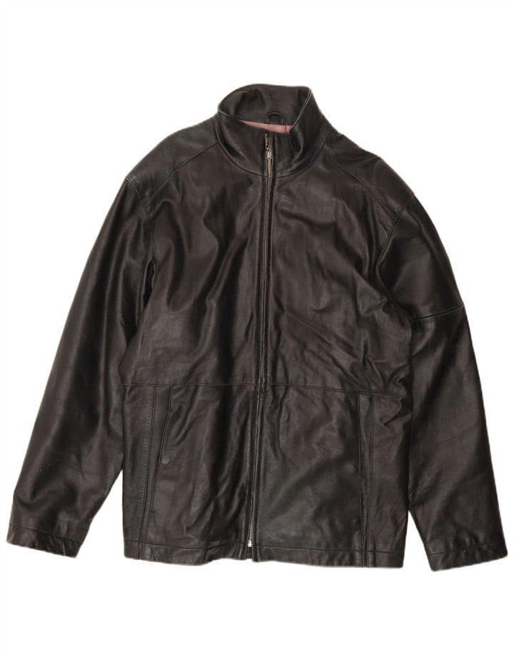 HELIUM Mens Leather Jacket UK 42 XL Black Leather