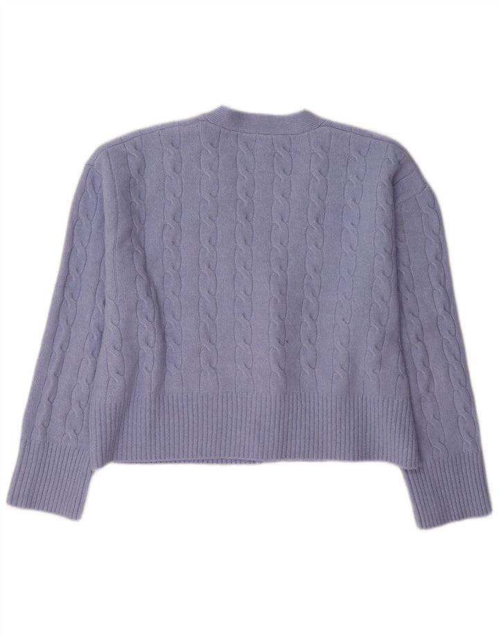 Zara Womens Crop Cardigan Sweater UK 14 Medium Purple Polyester