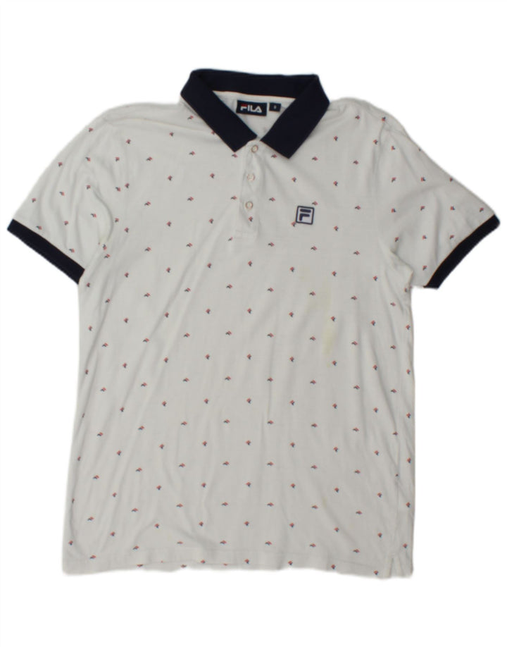 Fila Mens Graphic Polo Shirt Small White Cotton