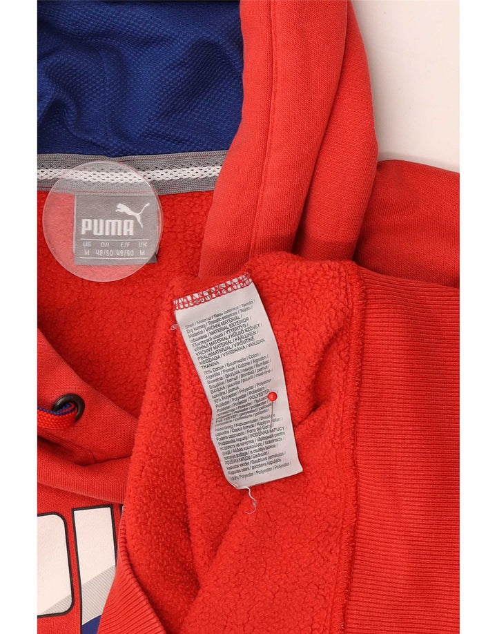 Puma Mens Graphic Hoodie Jumper Medium Red Cotton