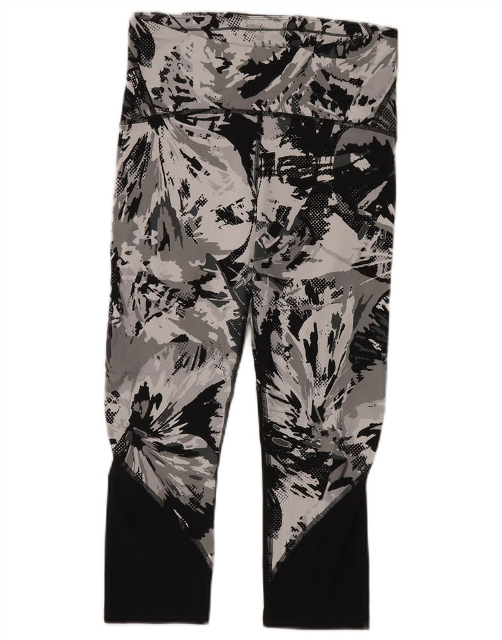 Under Armour Womens Crop Abstract Pattern Leggings UK 14 Medium Grey