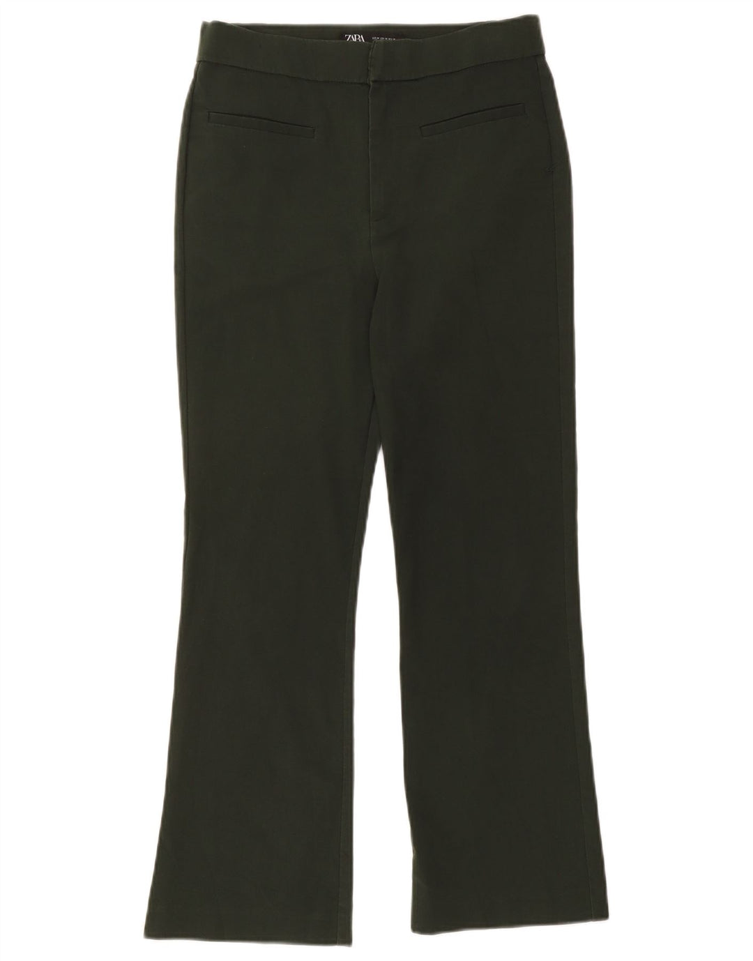 Zara Dame Bootcut Cropped Trousers Medium W28 L25 Khaki