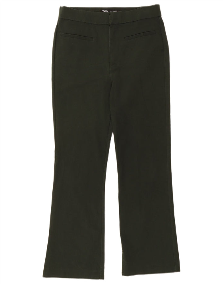 Zara Dame Bootcut Cropped Trousers Medium W28 L25 Khaki