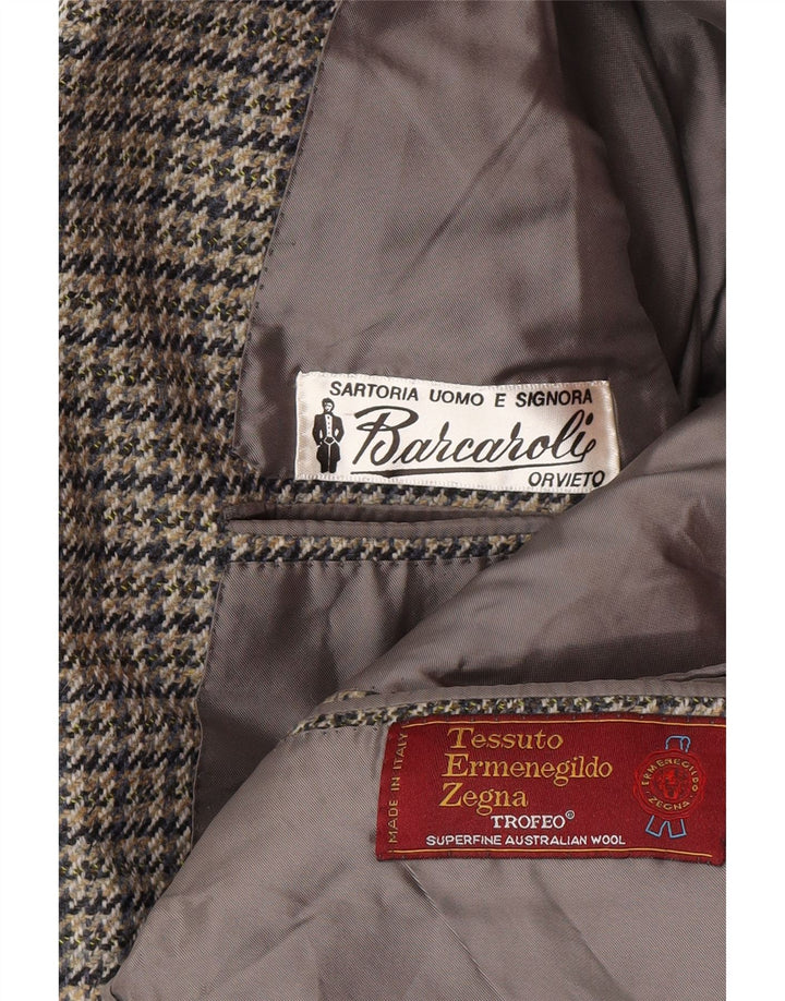 Ermenegildo Zegna Mens 2 Button Blazer Jacket UK 40 Medium Grey Houndstooth