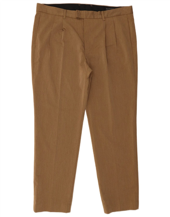 All Saints Mens Slim Suit Trousers W36 L30 Beige Polyester