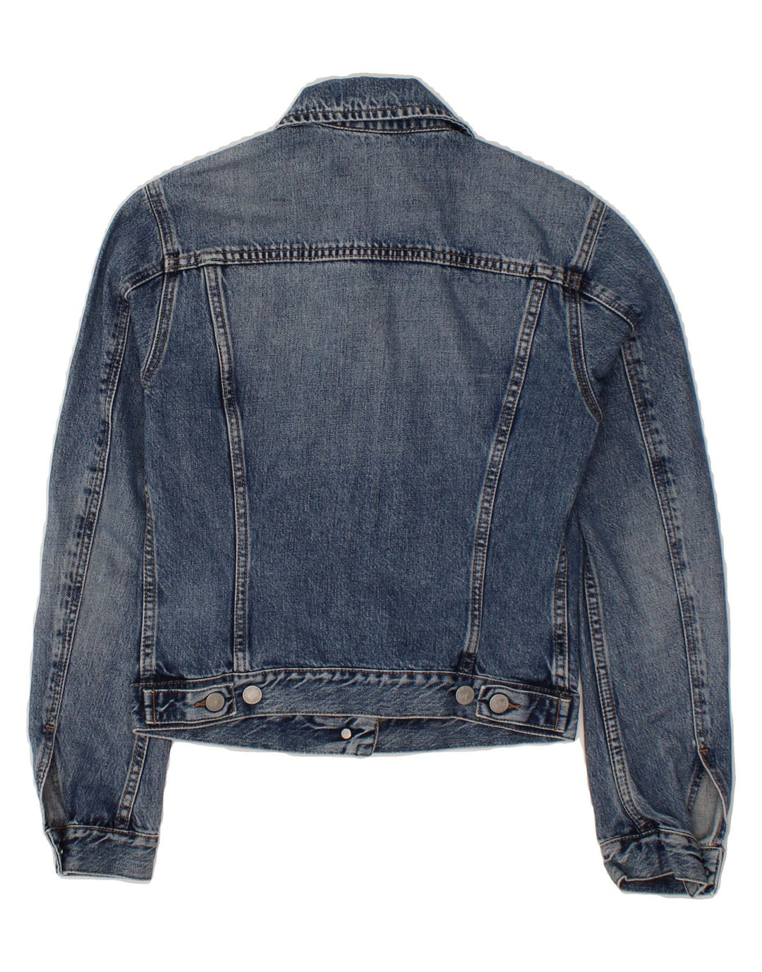 BENETTON Womens Crop Denim Jacket UK 10 Small Blue Cotton Vintage Benetton and Second-Hand Benetton from Messina Hembry 