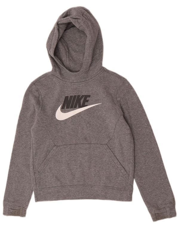 Nike Boys Graphic Regular Fit Hoodie Jumper 8-9 Years Small Grey Cotton