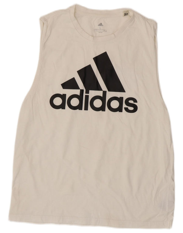 Adidas Damen Graphic Vest Top UK 16 Large Weiße Baumwolle