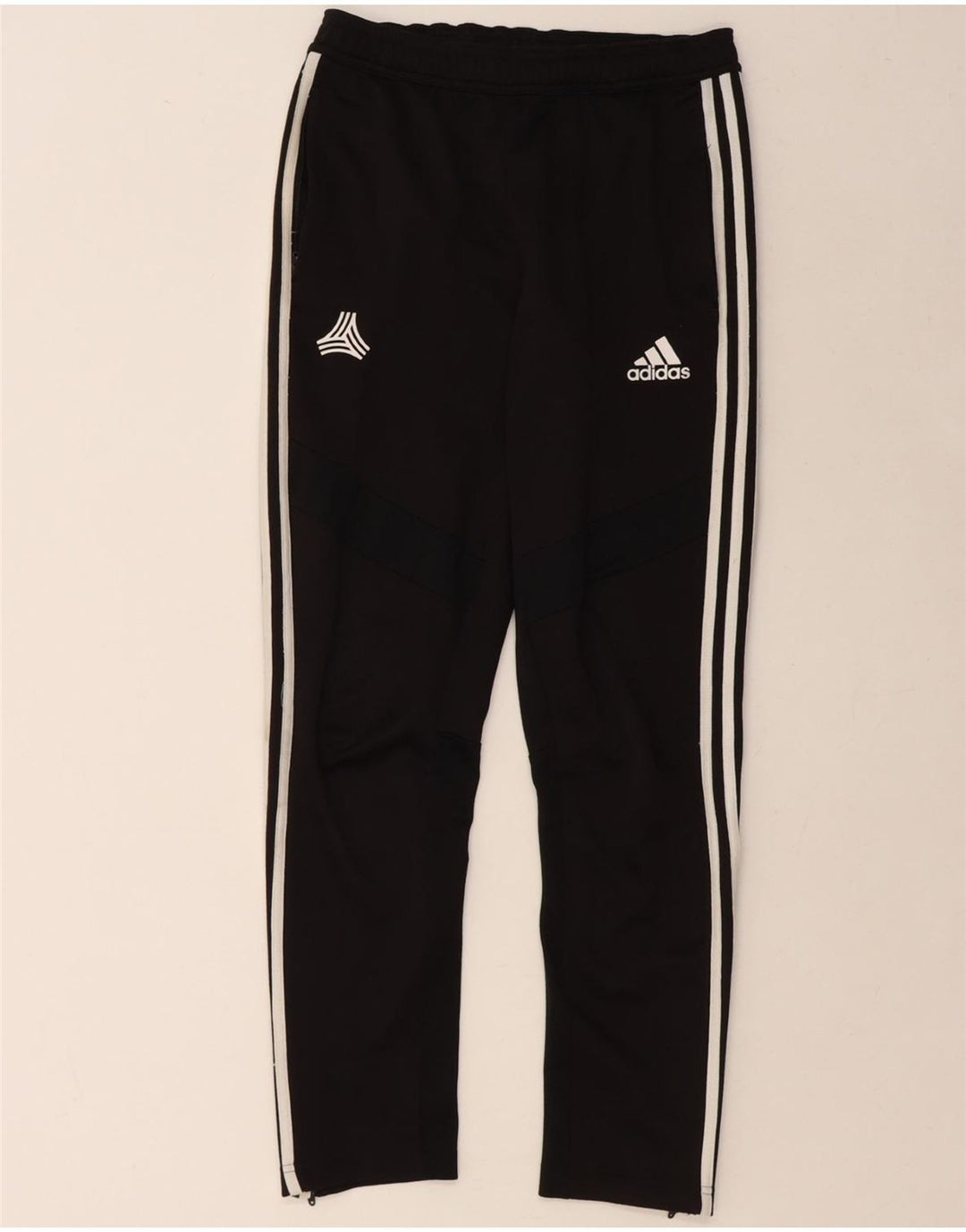 ADIDAS Boys Tracksuit Trousers 13-14 Years Black Polyester