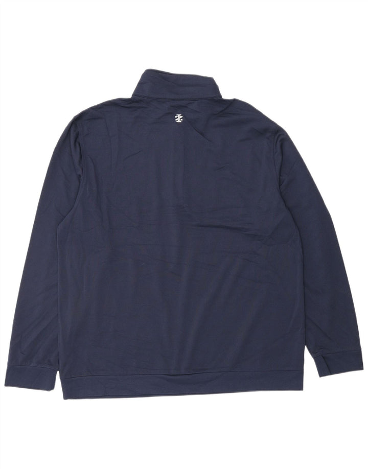 IZOD - Sudadera con cuello y cremallera para hombre, talla grande, poliéster, color azul marino