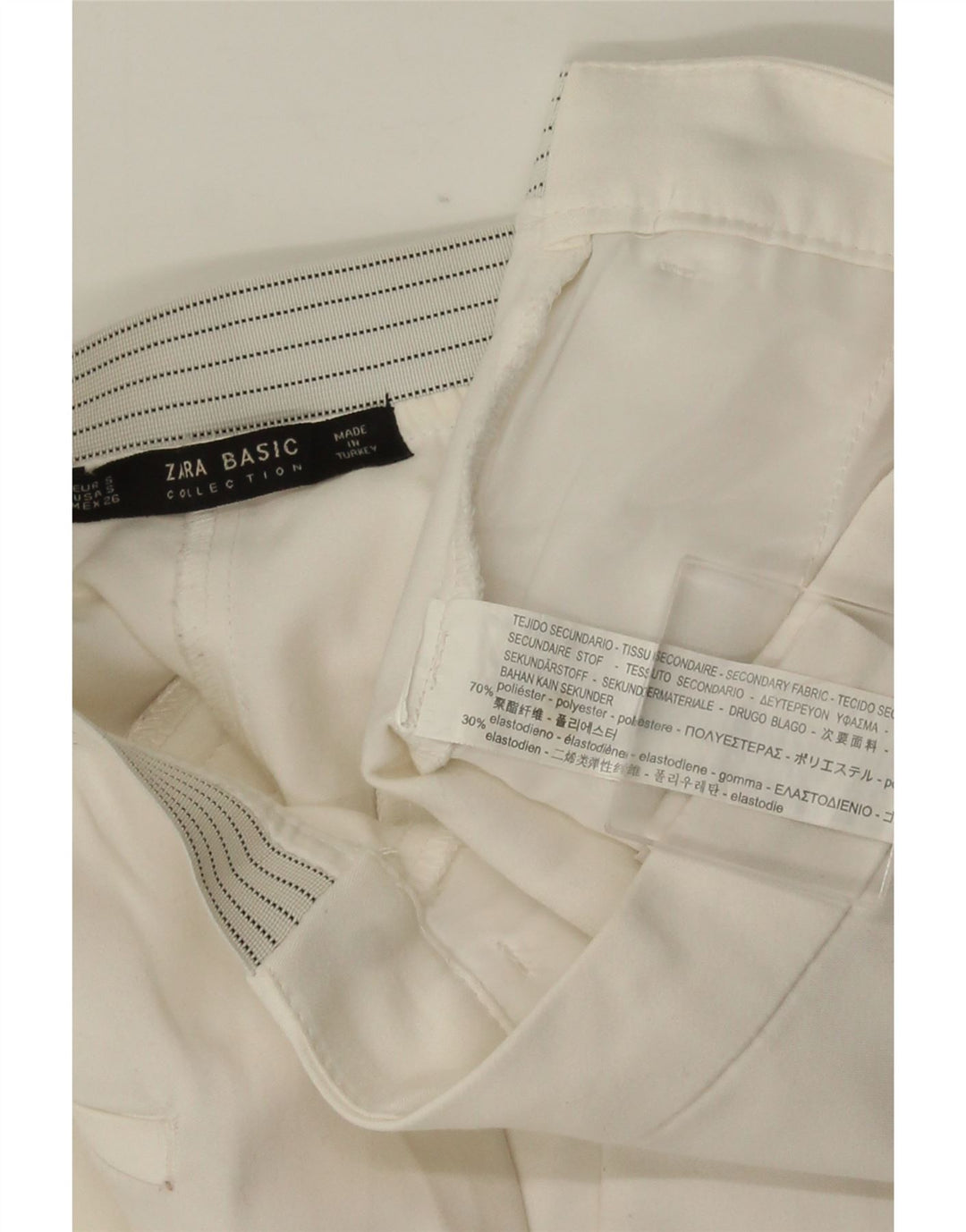 ZARA Womens Slim Chino Trousers Small W26 L28 White Polyester