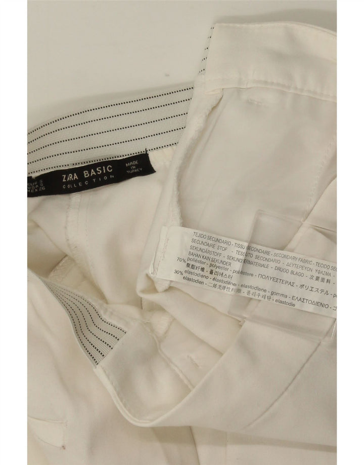 ZARA Womens Slim Chino Trousers Small W26 L28 White Polyester