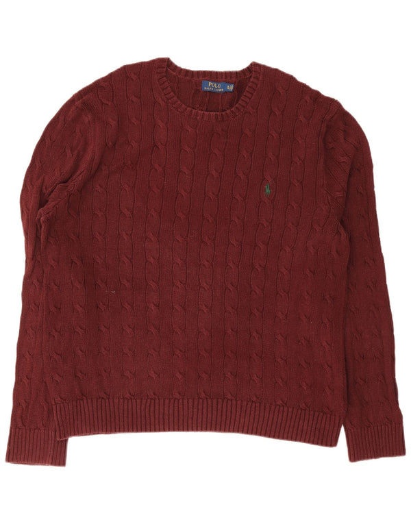 Polo Ralph Lauren Herren-Pullover mit Rundhalsausschnitt, XL, Burgunderrot, Baumwolle