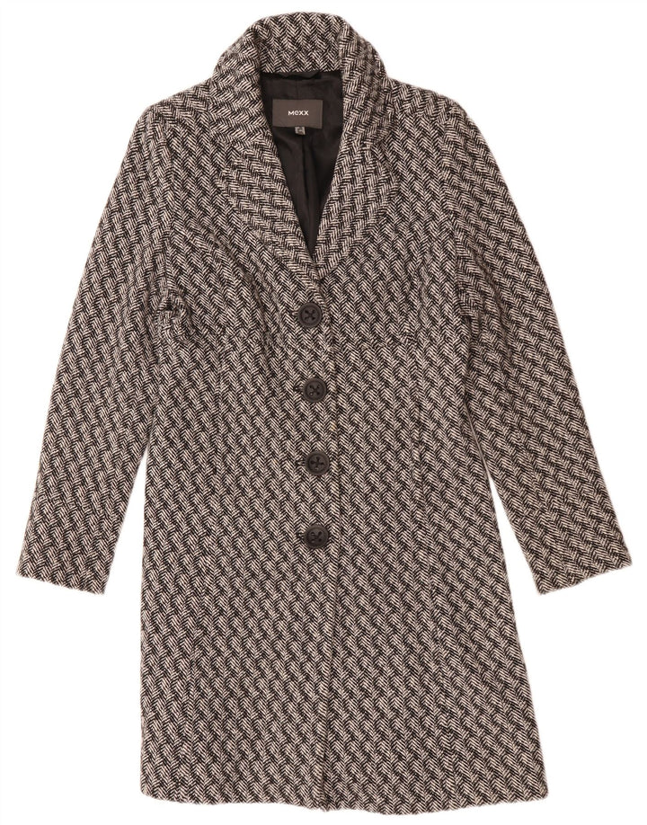 Mexx Damenmantel UK 12 Mittelgrau gestreifte Wolle