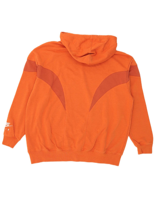 Nike Mens Graphic Loose Fit Hoodie Jumper Medium Orange Colourblock Cotton