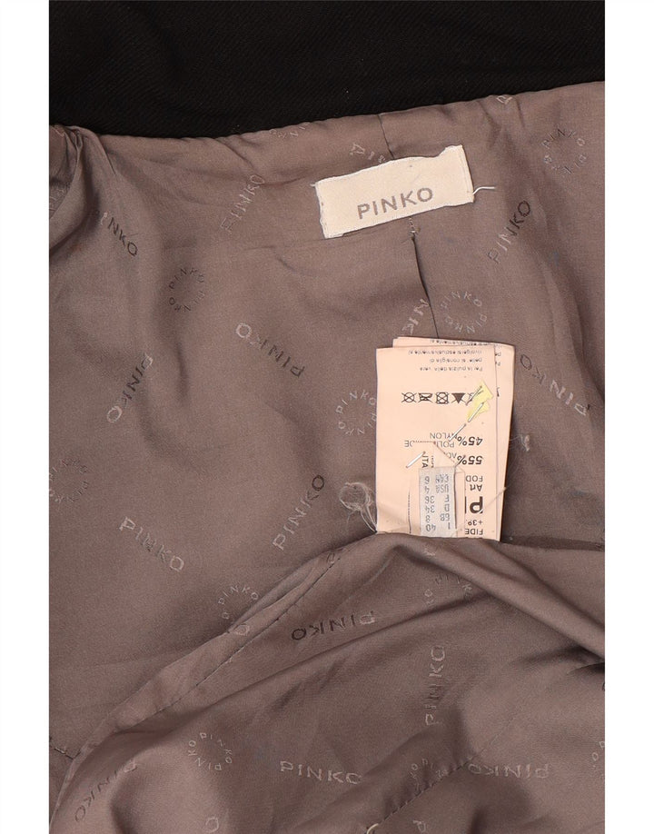 PINKO Womens Overcoat UK 8 Small Black Colourblock Acetate