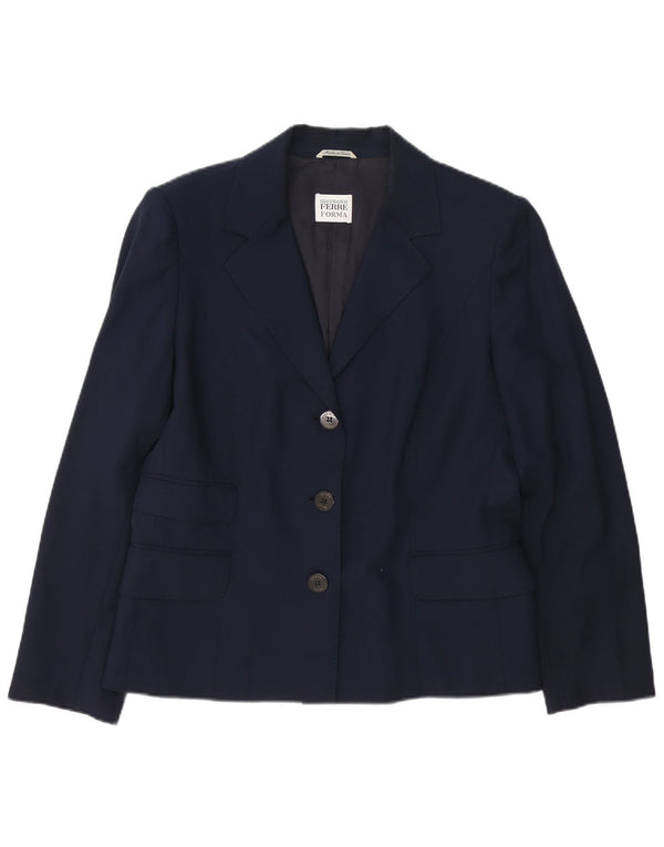 Gianfranco Ferre Damen 3-Knopf-Blazerjacke UK 14 Large Marineblau