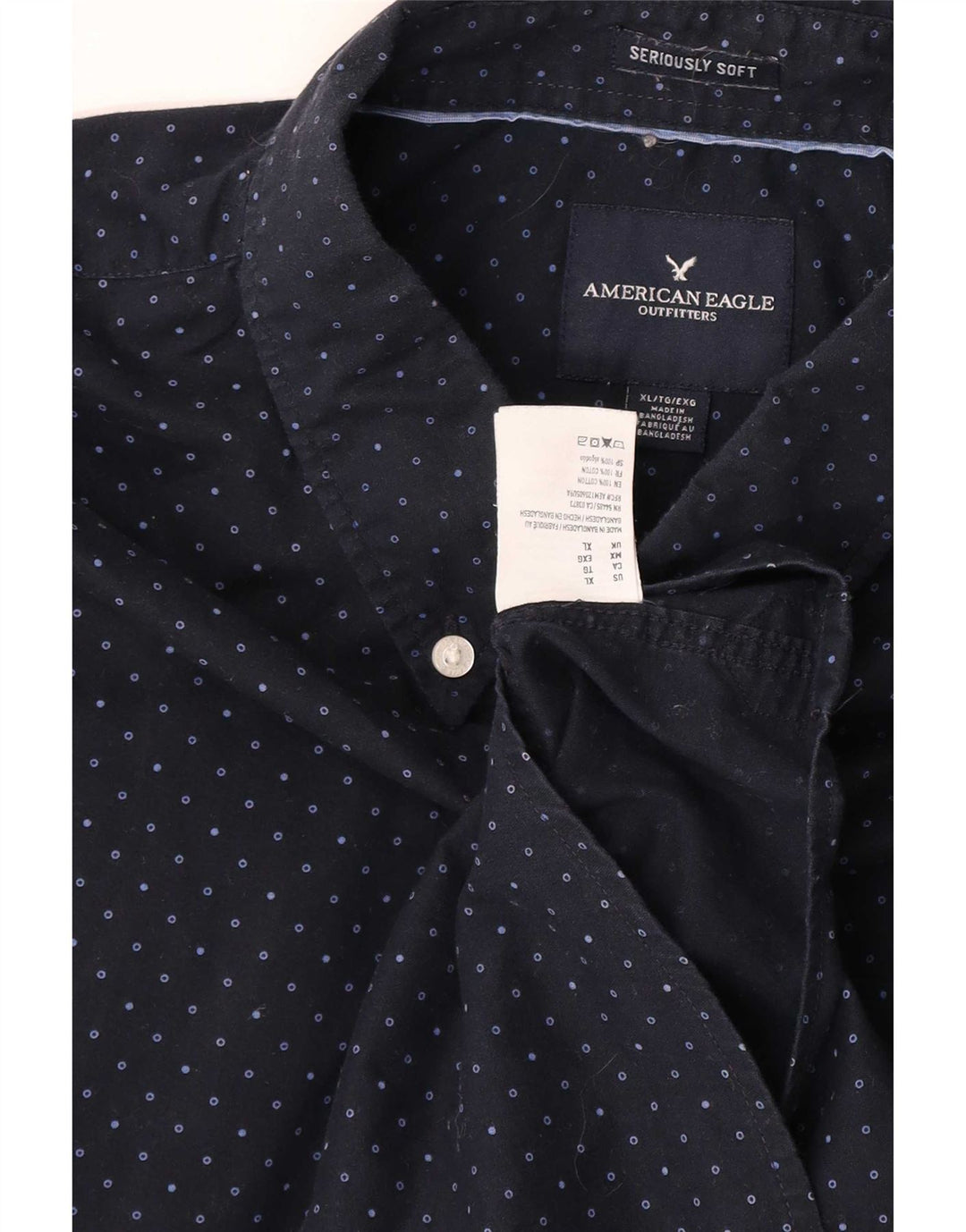 American Eagle Mens Shirt XL Navy Blue Spotted Cotton