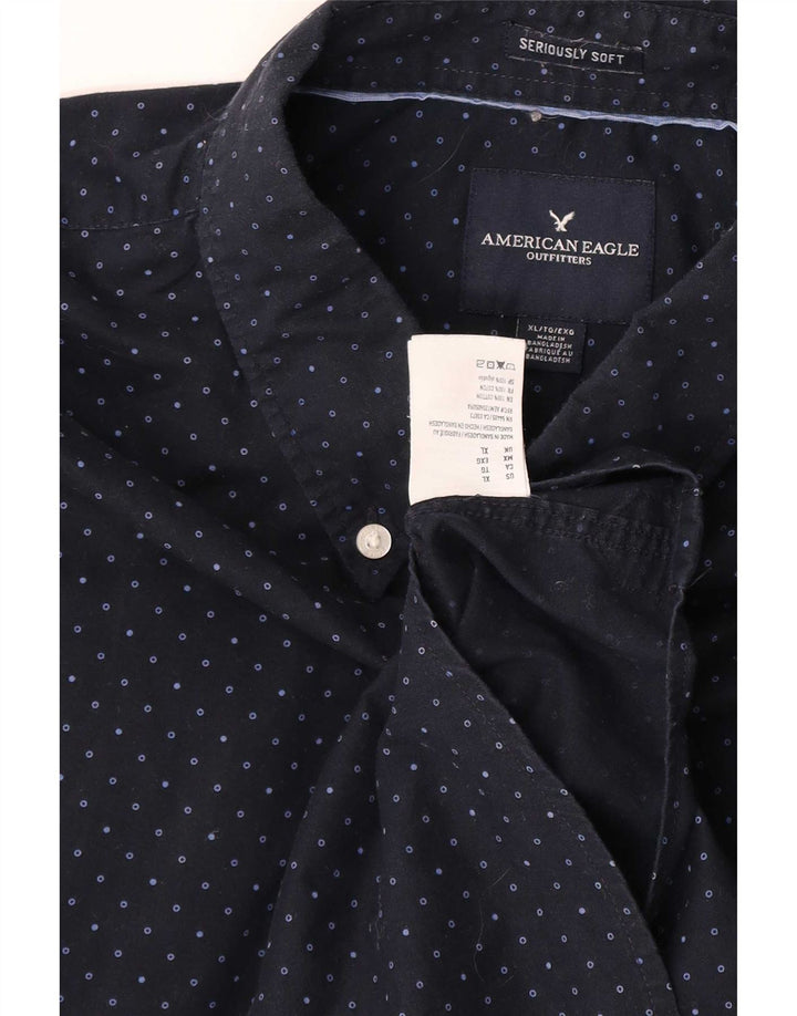 American Eagle Mens Shirt XL Navy Blue Spotted Cotton