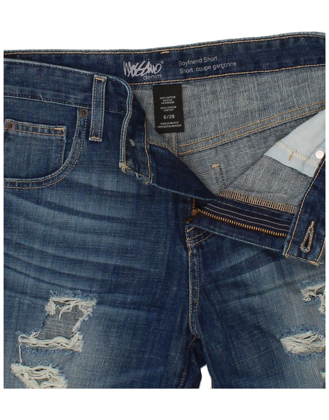 MOSSIMO Womens Boyfriend Distressed Denim Shorts US 6 Medium W32 Blue Vintage Mossimo and Second-Hand Mossimo from Messina Hembry 