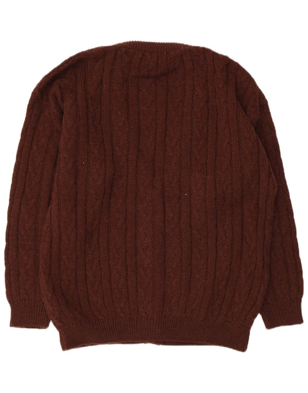 Vintage Mens Cardigan Sweater IT 52 Large Brown Alpaca Wool