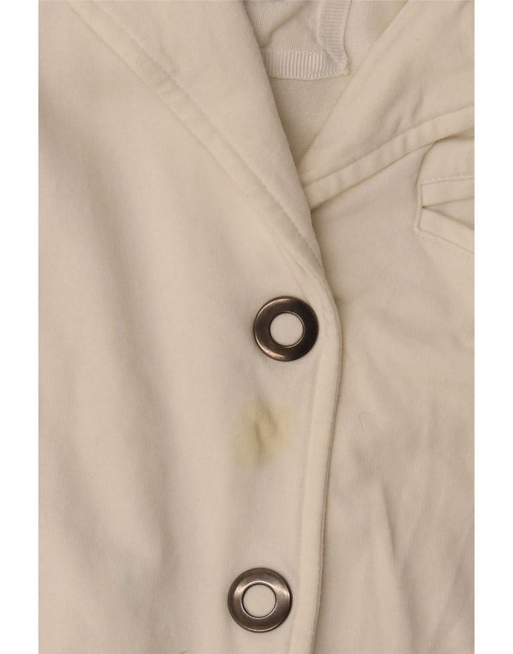 WOOLRICH Womens 3 Button Blazer Jacket UK 10 Small Off White Cotton