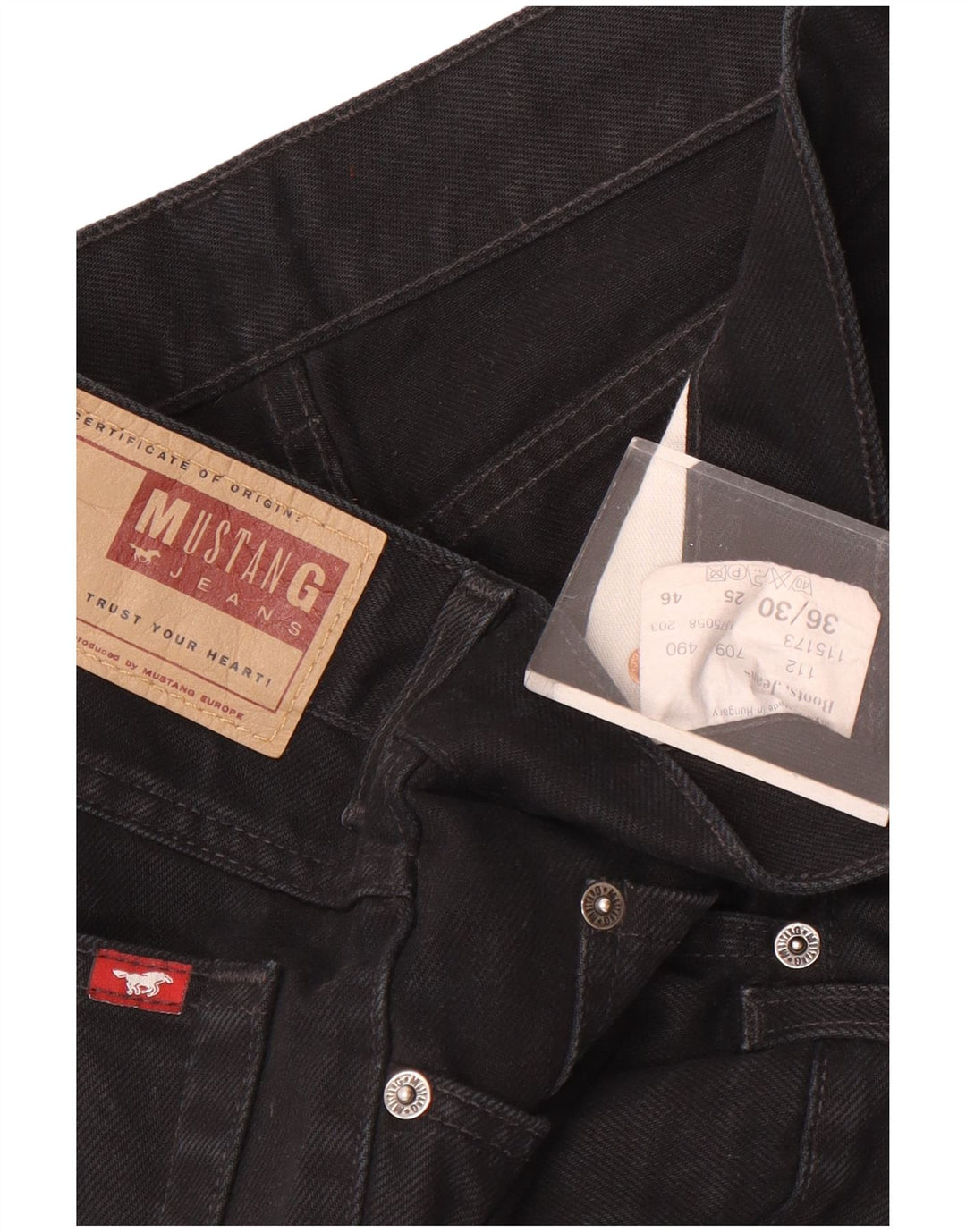 Mustang Mens Straight Jeans W36 L30 Black Cotton