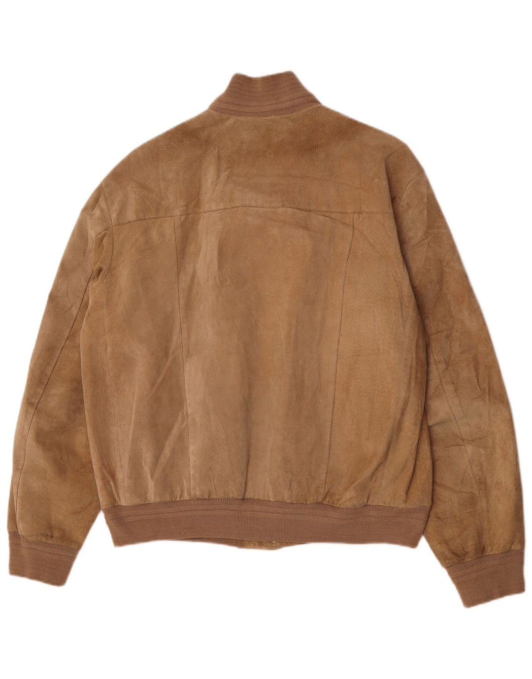 Vintage Mens Suede Bomber Jacket EU 48 Medium Beige Leather