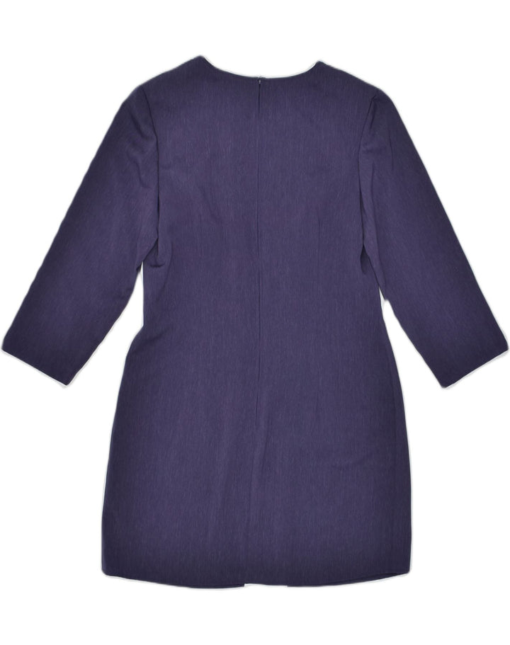 VINTAGE Womens Sheath Dress UK 12 Medium Navy Blue Polyester | Vintage | Thrift | Second-Hand | Used Clothing | Messina Hembry 