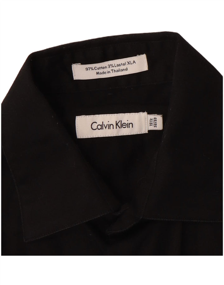 Calvin Klein Mens Shirt Size 15 1/2 Medium Black Cotton