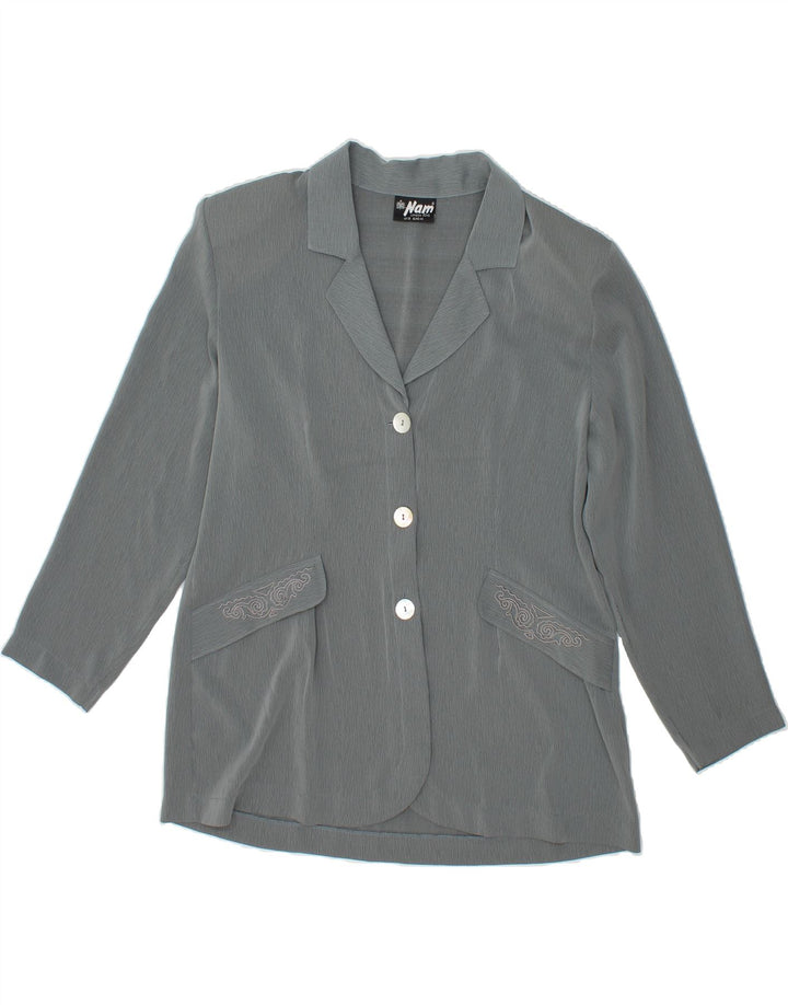 VINTAGE Womens 3 Button Blazer Jacket UK 18 XL Grey Polyester Vintage Vintage and Second-Hand Vintage from Messina Hembry 