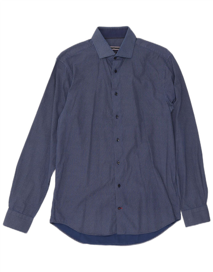 TOMMY HILFIGER skjorte med abstrakt mønster til mænd Størrelse 15 1/2 39 Medium Navyblå