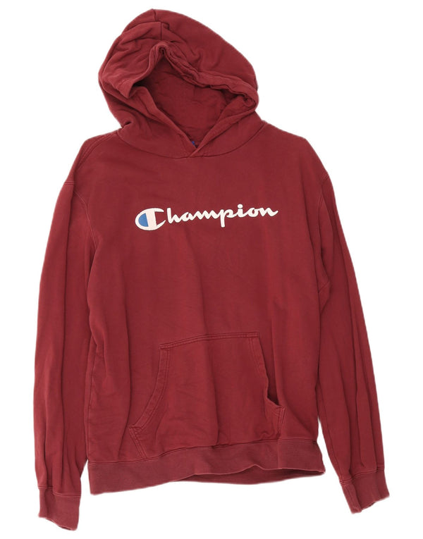 Maglione con cappuccio grafico da uomo Champion grande in cotone bordeaux