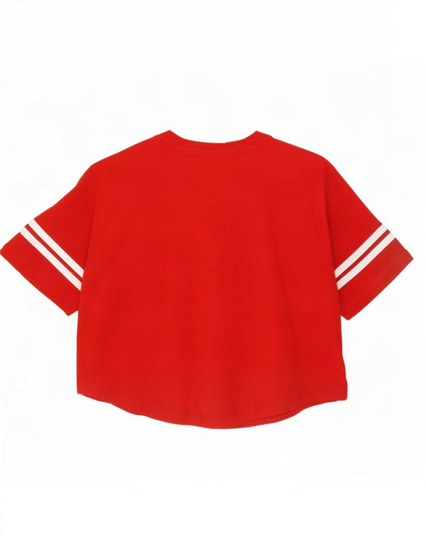 Champion Damen Crop Graphic T-Shirt Top UK 14 Mittelrote Baumwolle