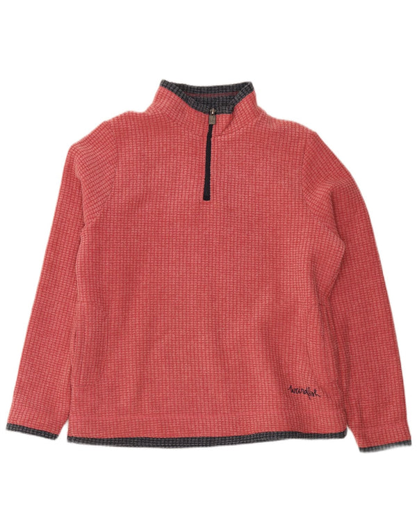 Weird Fish Womens Zip Neck Fleece Jumper UK 16 Large Red Colourblock