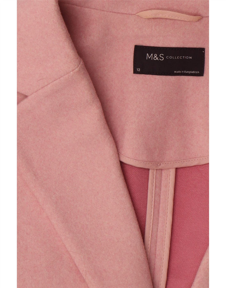 Marks & Spencer Womens Overcoat UK 12 Medium Pink Polyester