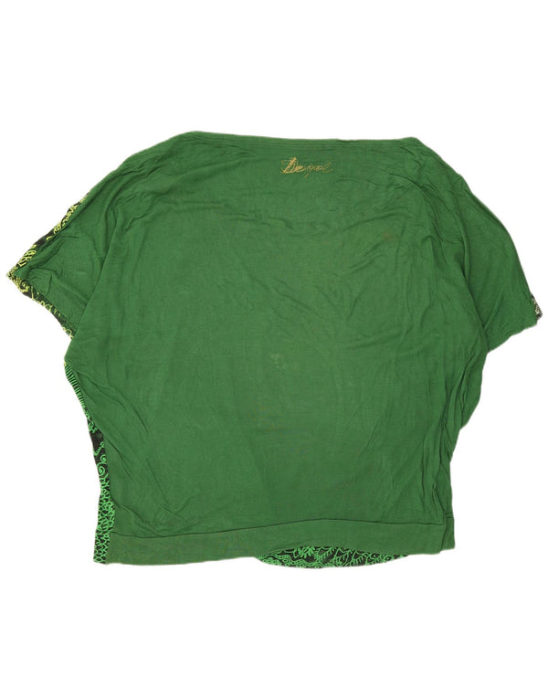 Desigual Dame Oversized Bluse Top UK 16 Large Green Paisley Viscose