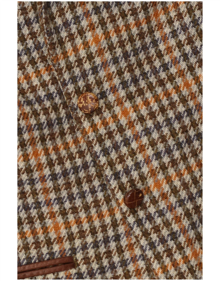 Sportmax Veste Blazer 2 Boutons pour Femme UK 12 Pied-de-Poule Marron Moyen