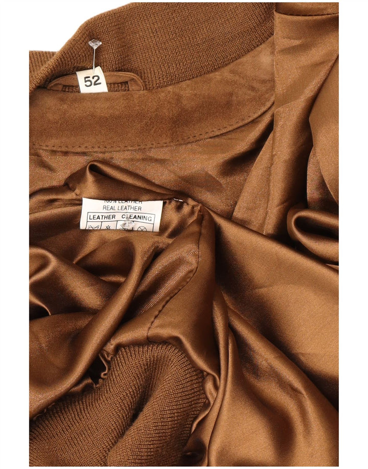 Vintage Mens Suede Jacket IT 52 XL Brown Leather