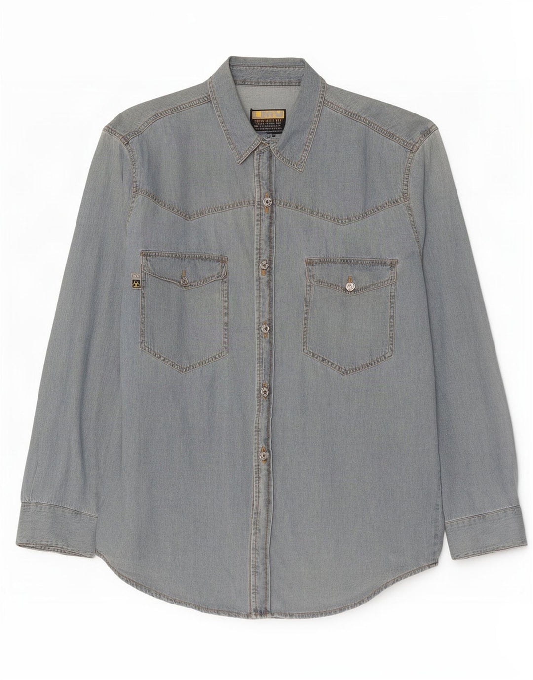 Camisa vaquera vintage para hombre azul grande